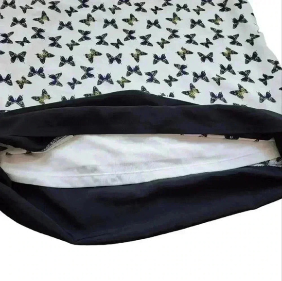 Sisley Dress Butterfly Print Black White Fairy Y2K Shift Dress Fairy Women L - Picture 8 of 11
